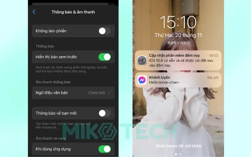 bật thông báo messenger